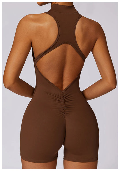 New V Back Scrunch Sports Jumpsuit Women - Just Fit 