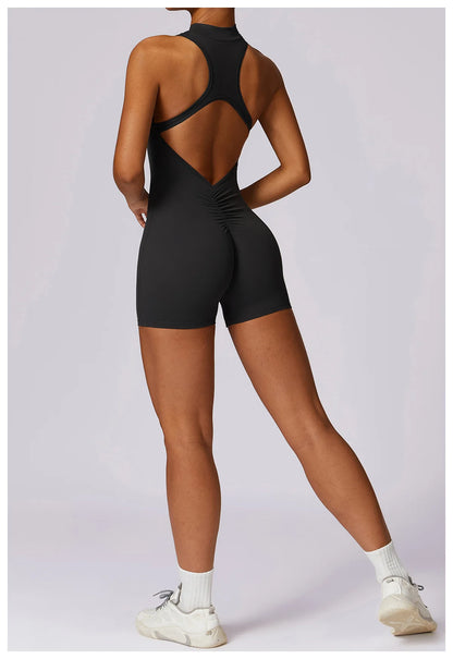 New V Back Scrunch Sports Jumpsuit Women - Just Fit 