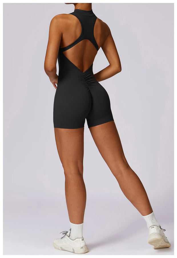 New V Back Scrunch Sports Jumpsuit Women