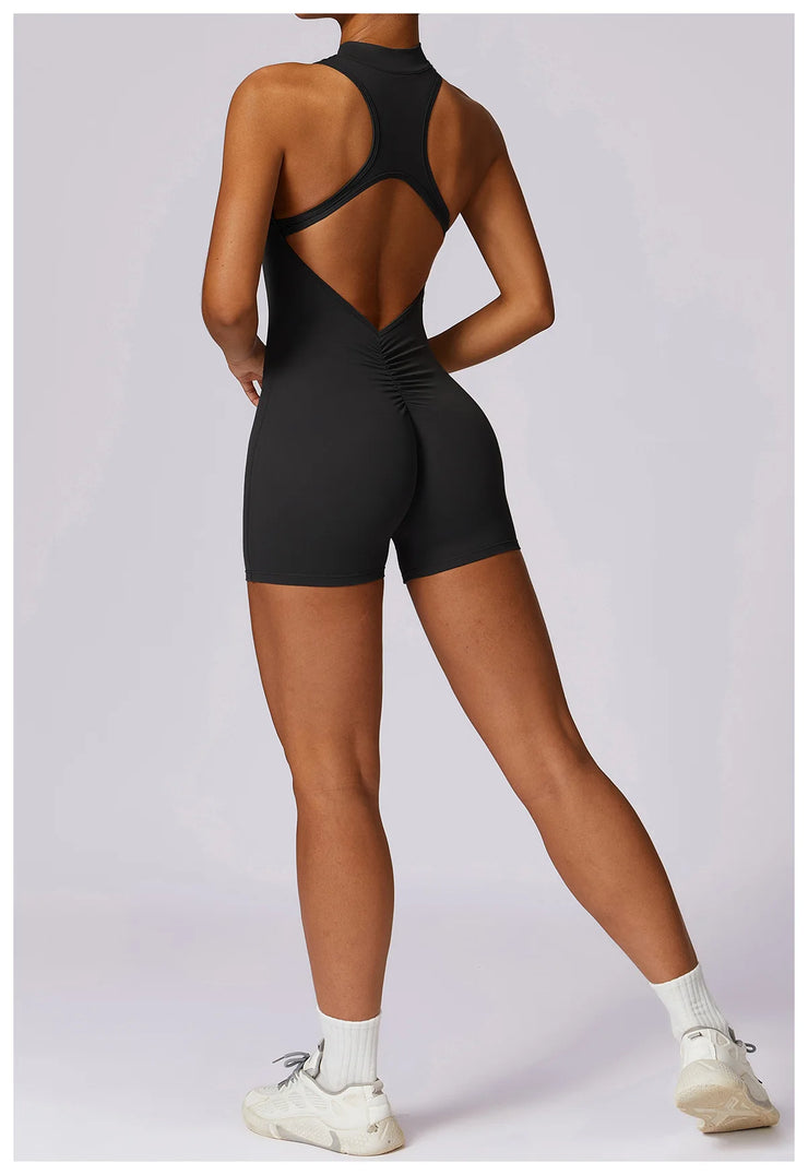 New V Back Scrunch Sports Jumpsuit Women