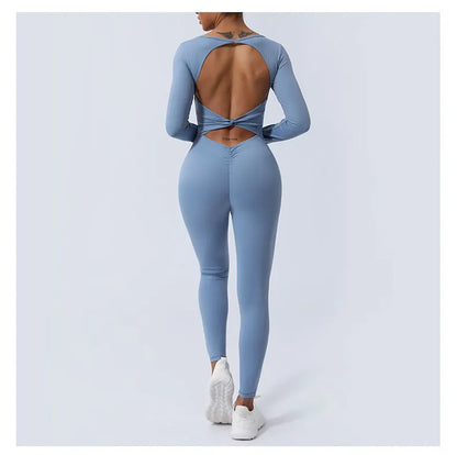 Women’s Fitness Jumpsuit Backless Long Sleeve - Just Fit 