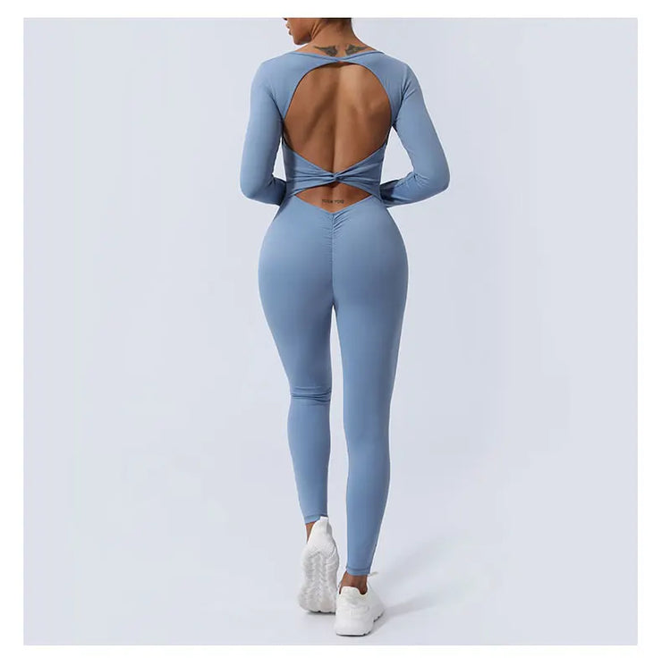 Women’s Fitness Jumpsuit Backless Long Sleeve