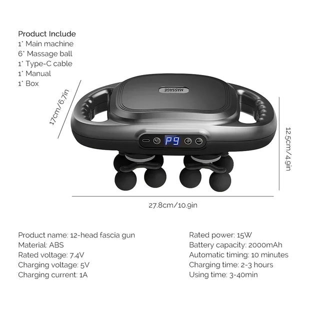 High-Power 16 Head Percussion Massager - 48kg Deep Tissue Relief