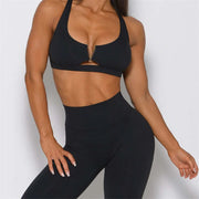 SVEIC Women's V Back Leggings & Sports Bra