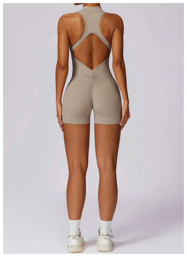 New V Back Scrunch Sports Jumpsuit Women