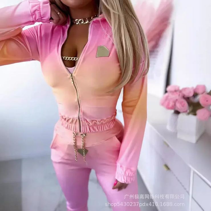 3pcs Women's Sleeveless Tank Top & Long Sleeve Jacket & Pants
