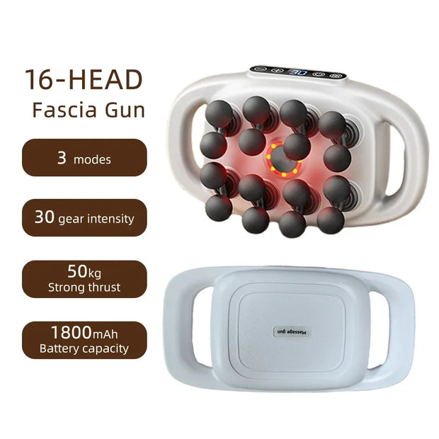 High-Power 16 Head Percussion Massager - 48kg Deep Tissue Relief