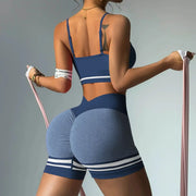 Women's Sports Set Bra with Pad Line & V Back Shorts