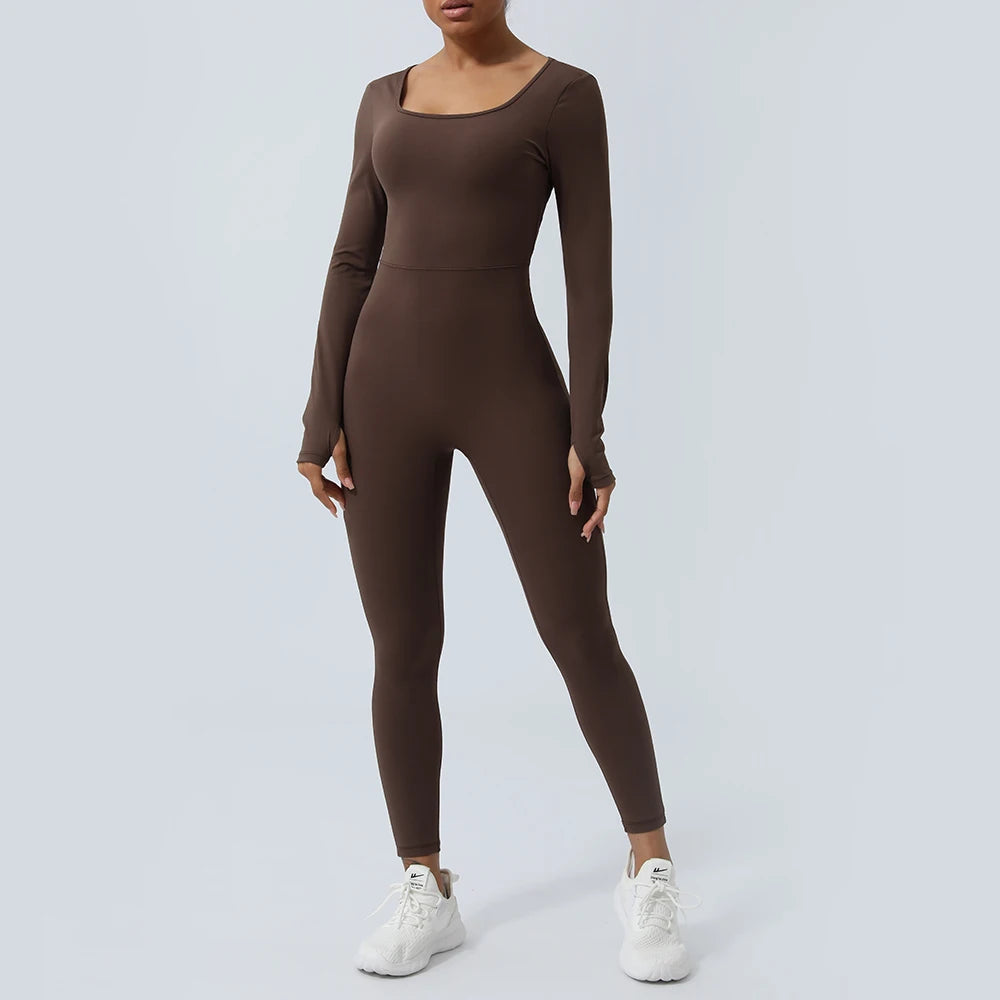 Women’s Fitness Jumpsuit Backless Long Sleeve - Just Fit 