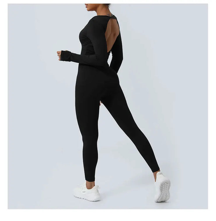 Women’s Fitness Jumpsuit Backless Long Sleeve