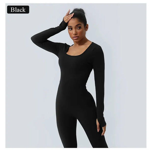 Women’s Fitness Jumpsuit Backless Long Sleeve