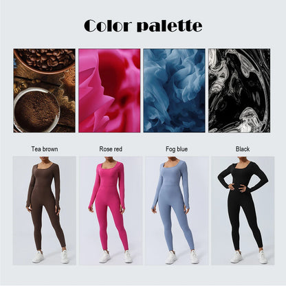 Women’s Fitness Jumpsuit Backless Long Sleeve - Just Fit 