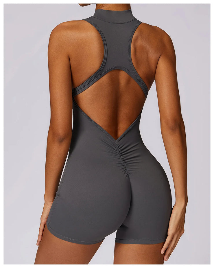 New V Back Scrunch Sports Jumpsuit Women