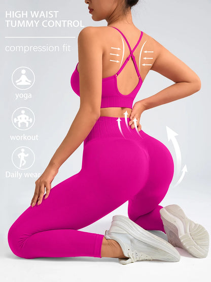 Women's 2 Piece Seamless Top & Leggings - Just Fit 