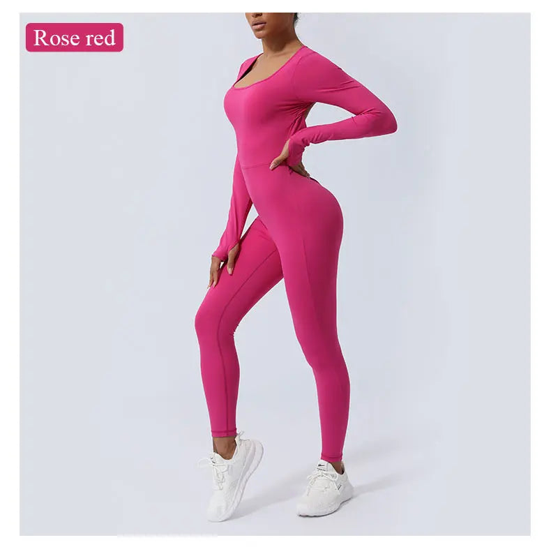 Women’s Fitness Jumpsuit Backless Long Sleeve - Just Fit 