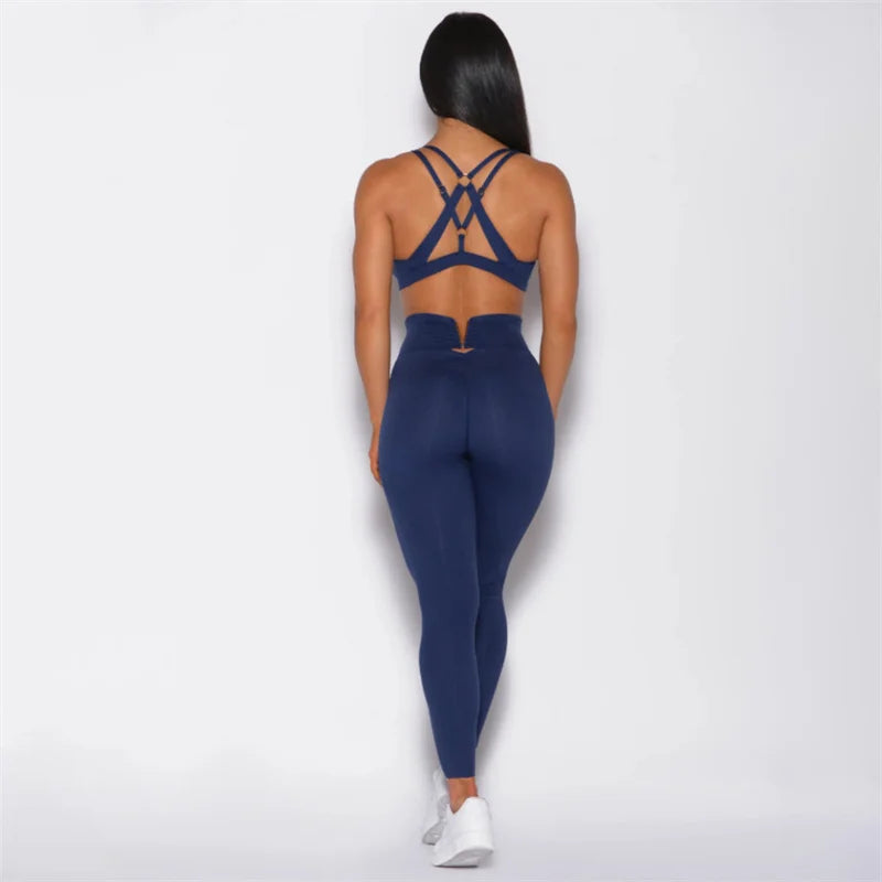 SVEIC Women's V Back Leggings & Sports Bra - Just Fit 