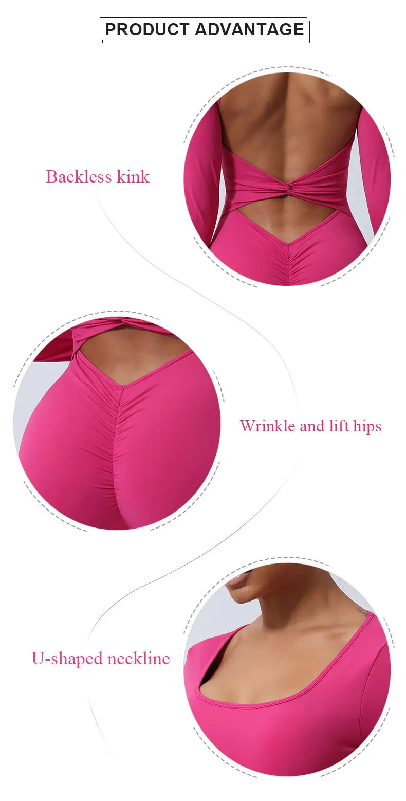 Women’s Fitness Jumpsuit Backless Long Sleeve - Just Fit 