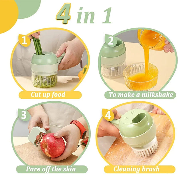 4In1 Electric Vegetable Cutter Set Handheld