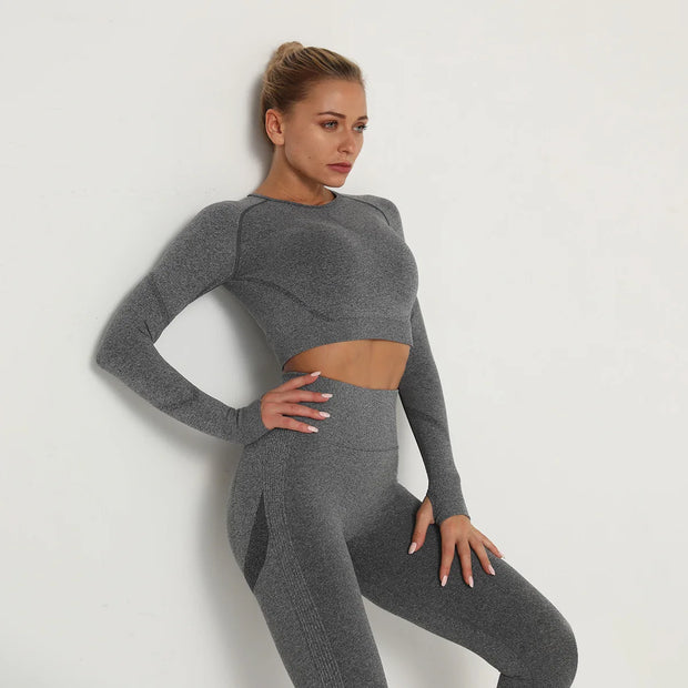 Women’s Seamless Set Legging +sport bra+short+long sleeves