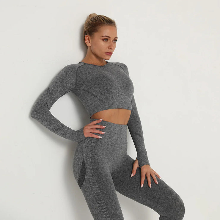 Women’s Seamless Set Legging +sport bra+short+long sleeves
