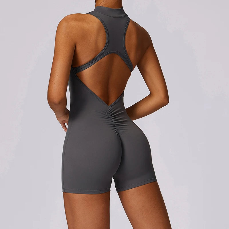 New V Back Scrunch Sports Jumpsuit Women - Just Fit 