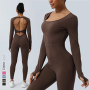 Women’s Fitness Jumpsuit Backless Long Sleeve