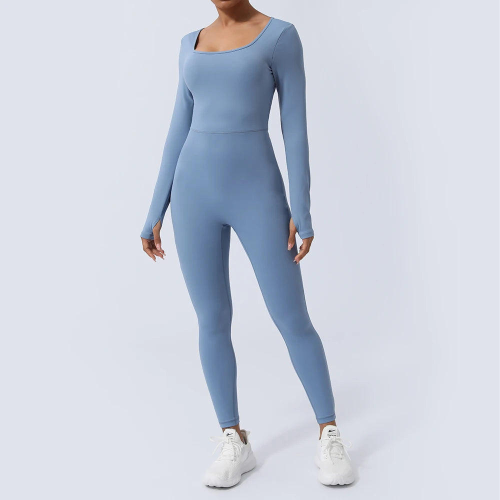 Women’s Fitness Jumpsuit Backless Long Sleeve - Just Fit 