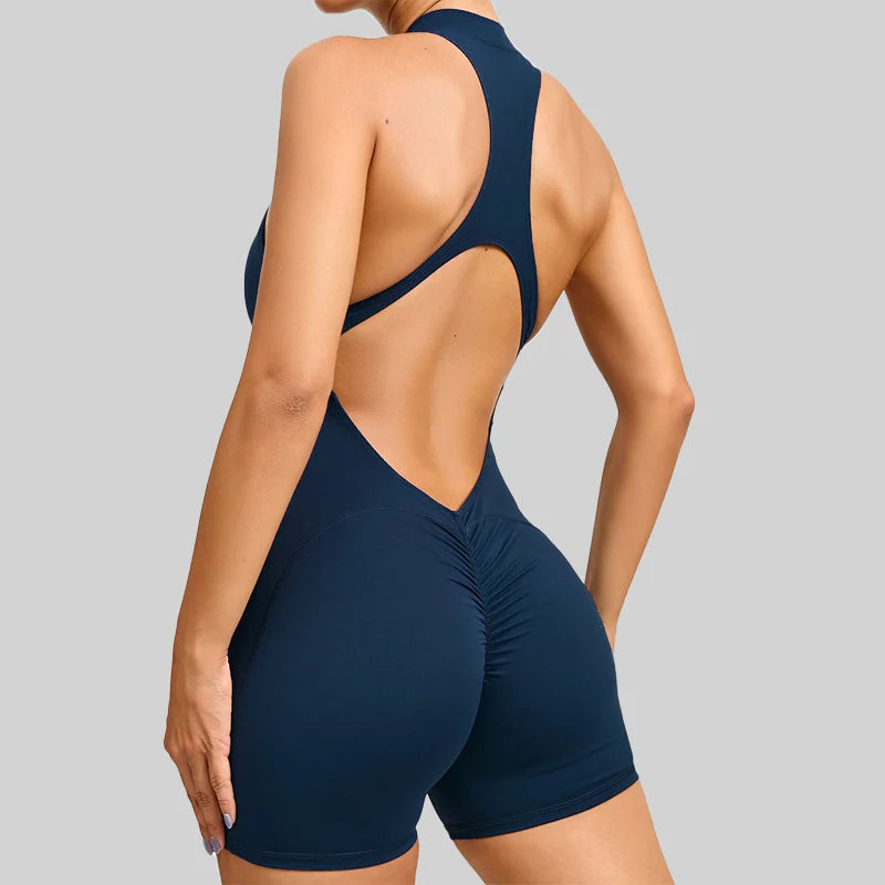 New V Back Scrunch Sports Jumpsuit Women - Just Fit 