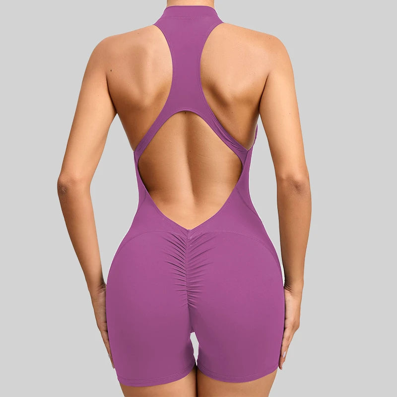 New V Back Scrunch Sports Jumpsuit Women - Just Fit 