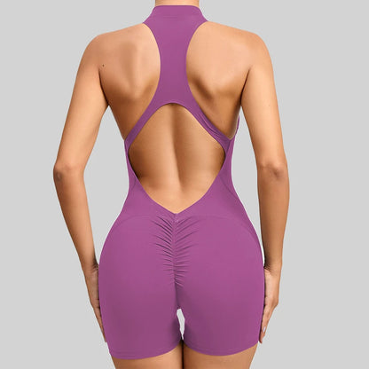 New V Back Scrunch Sports Jumpsuit Women - Just Fit 