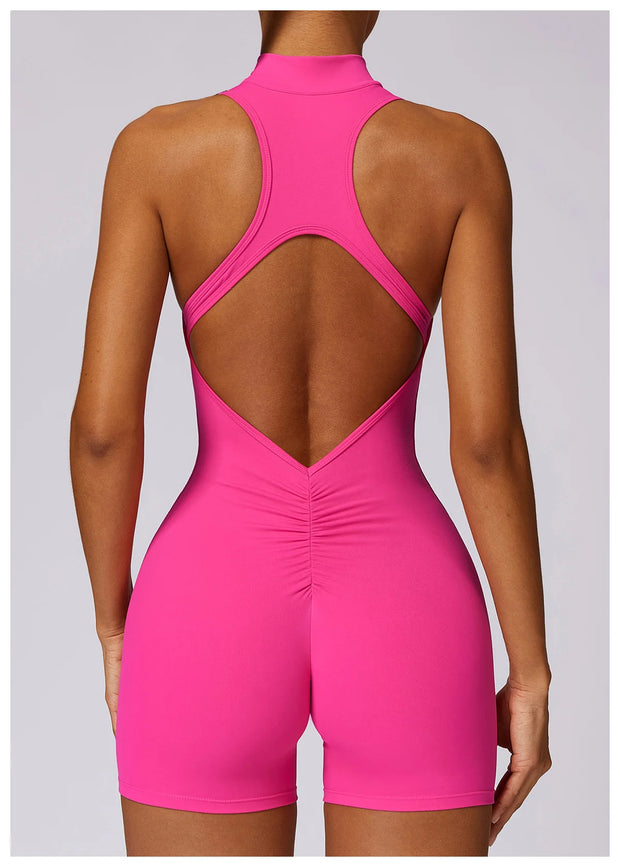 New V Back Scrunch Sports Jumpsuit Women