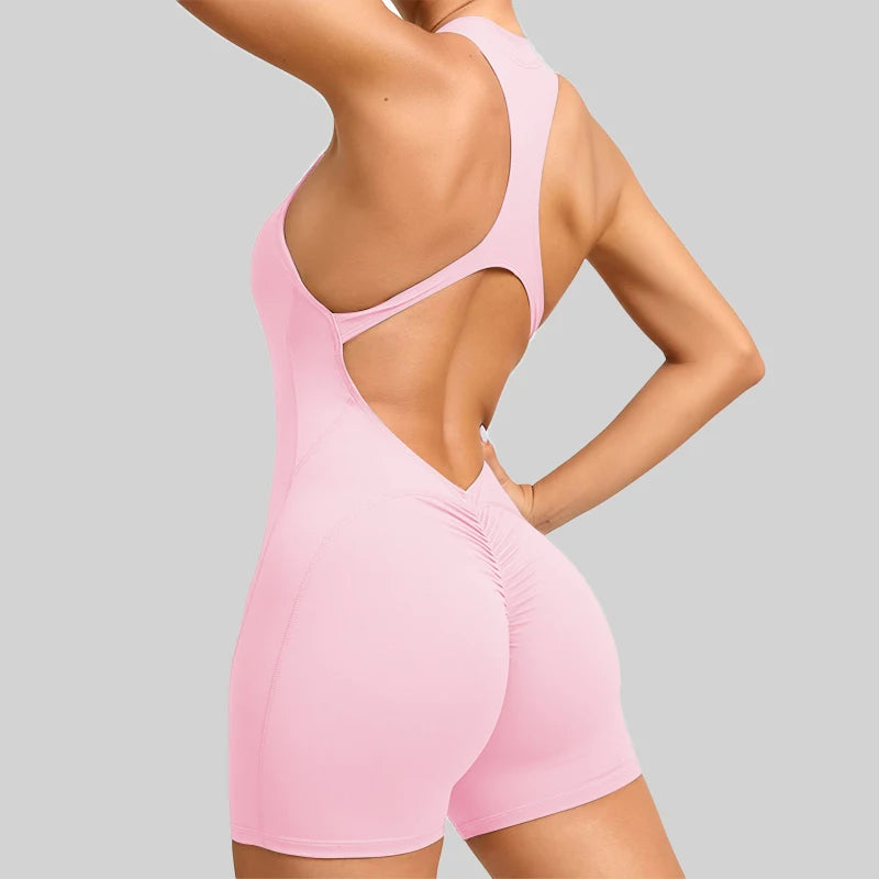 New V Back Scrunch Sports Jumpsuit Women - Just Fit 