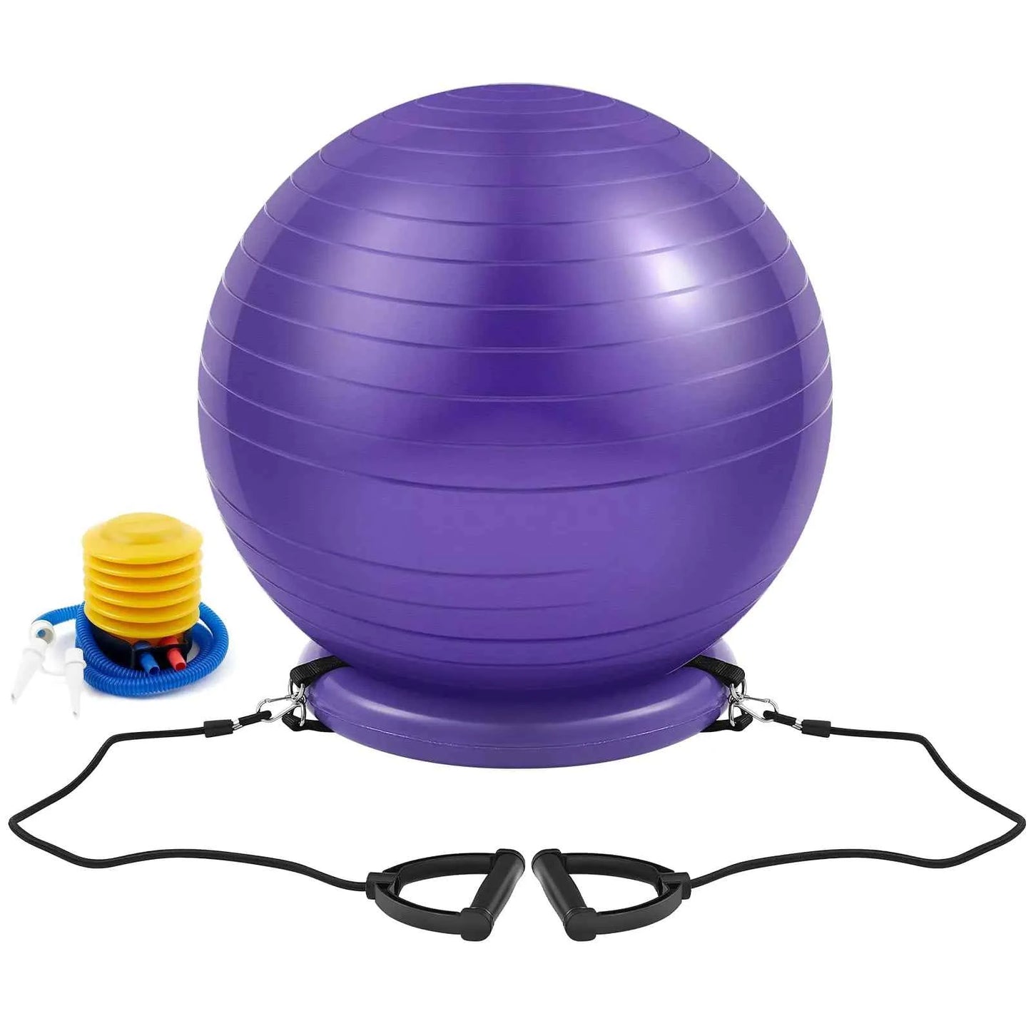 Blueweenly Yoga Ball with Inflatable Stability Base Resistance Bands 65 cm