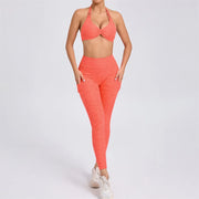 2Piece Women’s Adjustable Bra Yoga Set V Back Tights or Shorts High Waist