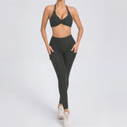 2Piece Women’s Adjustable Bra Yoga Set V Back Tights or Shorts High Waist