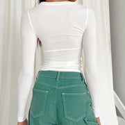 Woman’s Long Sleeve T-shirt Slim Fit O-Neck Knitted Close-Fitting Tee
