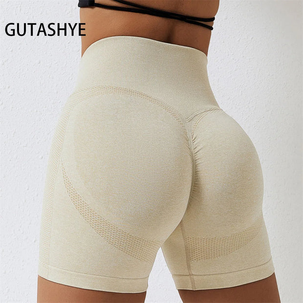 Woman’s Seamless Shorts High Waist Push Up Booty Scrunch Butt Active wear