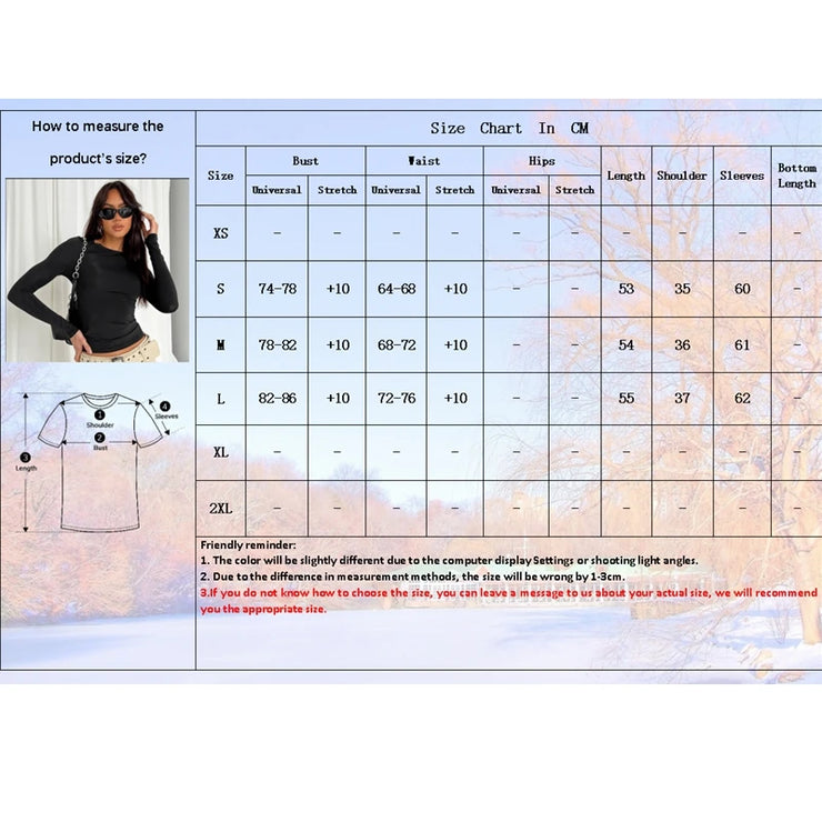 Woman’s Long Sleeve T-shirt Slim Fit O-Neck Knitted Close-Fitting Tee