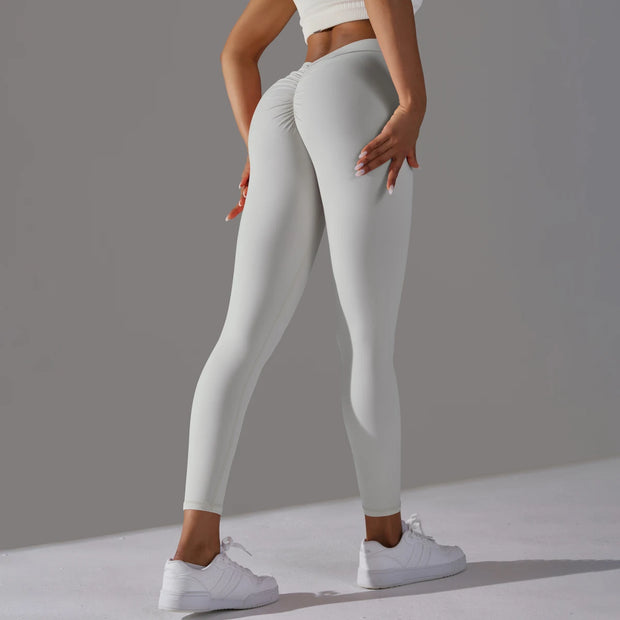 Women Yoga Leggings V Back Butt Lift Sexy High Waist Active Wear