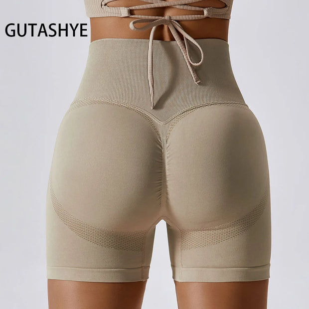 Woman’s Seamless Shorts High Waist Push Up Booty Scrunch Butt Active wear