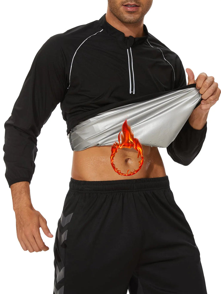 LAZAWG Sauna Suit for Men Slimming Fitness Sweat Suits Long Sleeve
