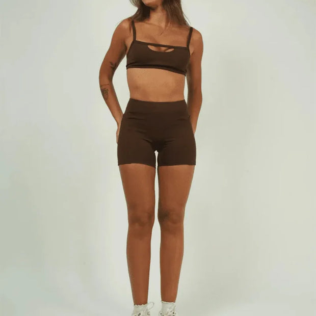 Women’s Premium Anti-Shock Two-Piece Sports Bra & Shorts Quick-Dry