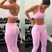 2PCS Women’s Seamless Gym/Yoga Sportswear Leggings Halter Sports Bra
