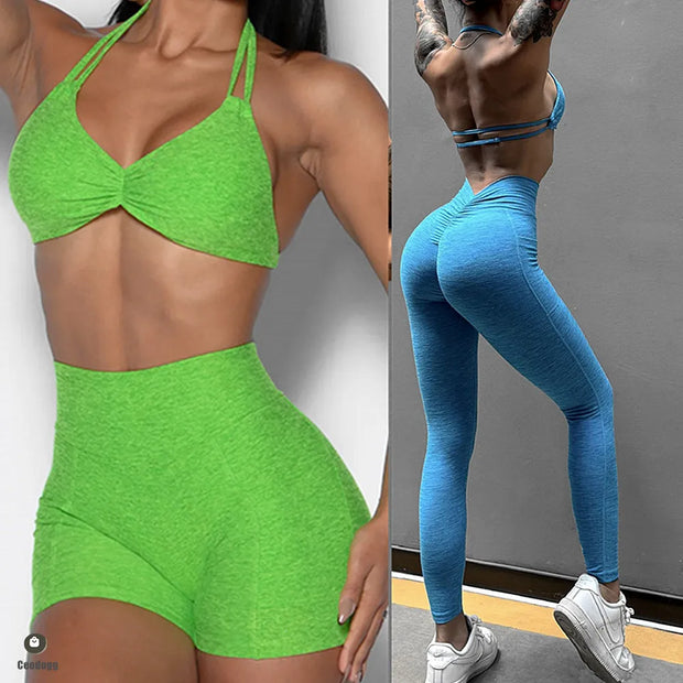 Women’s V Back, Butt High Waist Fitness Scrunch Back Leggings