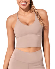 XUNYU Women Longline Sports Bra Workout Strappy Criss Cross Crop Top