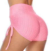 Textured Drawstring Shorts for Gym and Yoga Fitness