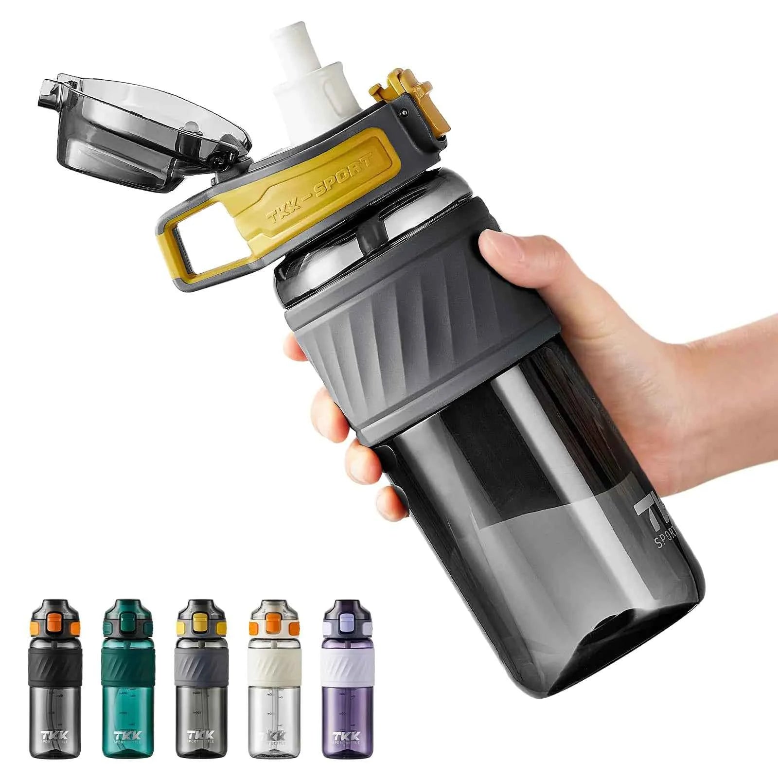 TKK 20oz Sports Water Bottle Removable Straw Durable BPA Free Leak-Proof