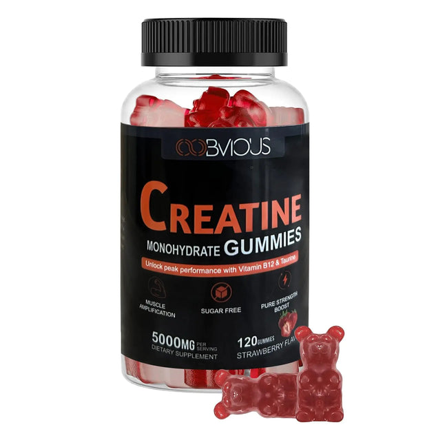 Creatine Monohydrate 120 5g Sugar-Free Pre-Workout Gummy W/L-Taurine