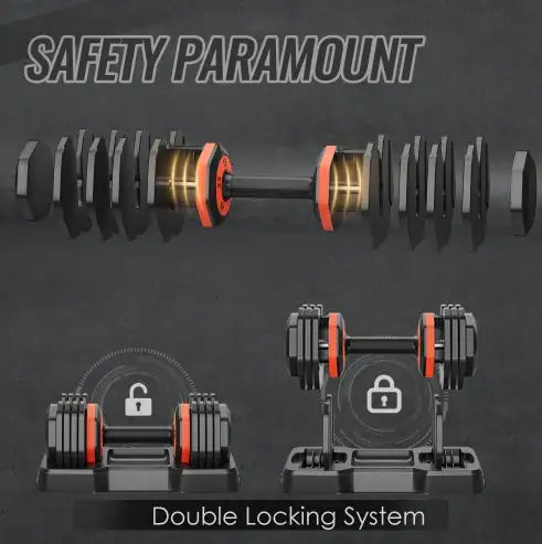 Adjustable Dumbbell Set, 10 In 1 Fast Adjust By Turning Handle 10 Gears 55 LB