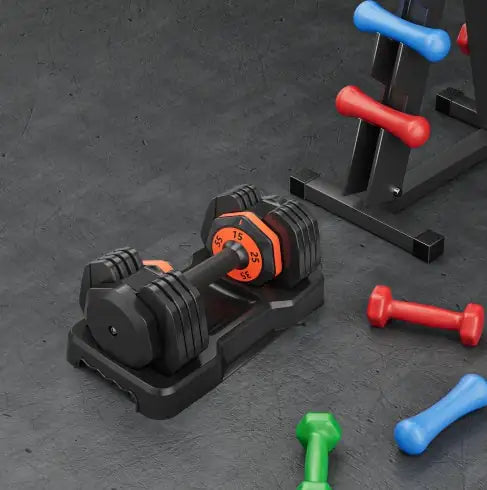 Adjustable Dumbbell Set, 10 In 1 Fast Adjust By Turning Handle 10 Gears 55 LB